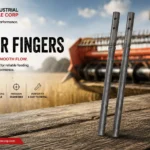 Retractable auger finger combine harvester header close-up